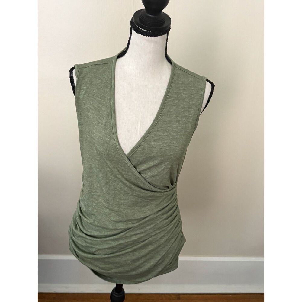 Halara Green Surplice Ruched Sleeveless Top Women’s Medium NWT